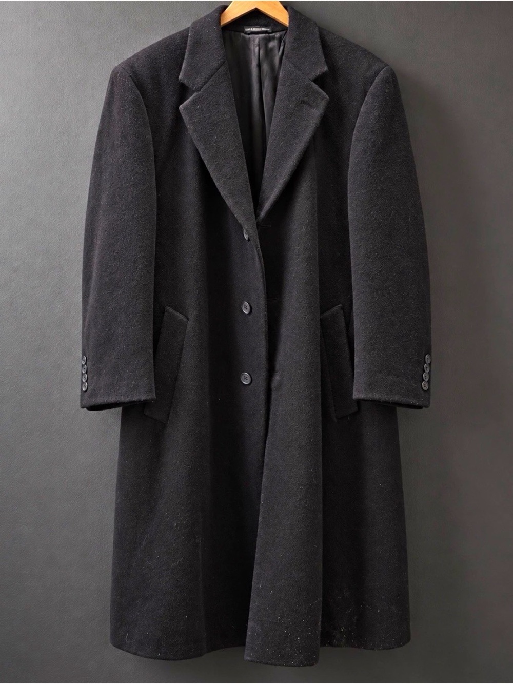 Men's Black Long cashmere blend Coat - made in the DR